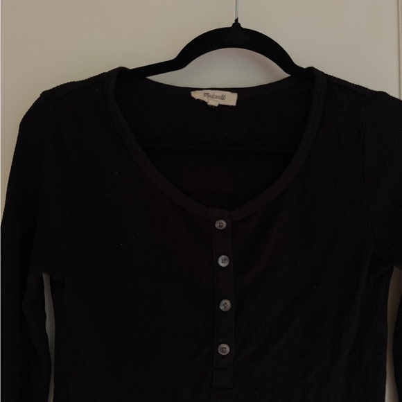 Black Madewell Henley Longsleeve Thermal Shirt - Picture 2 of 3